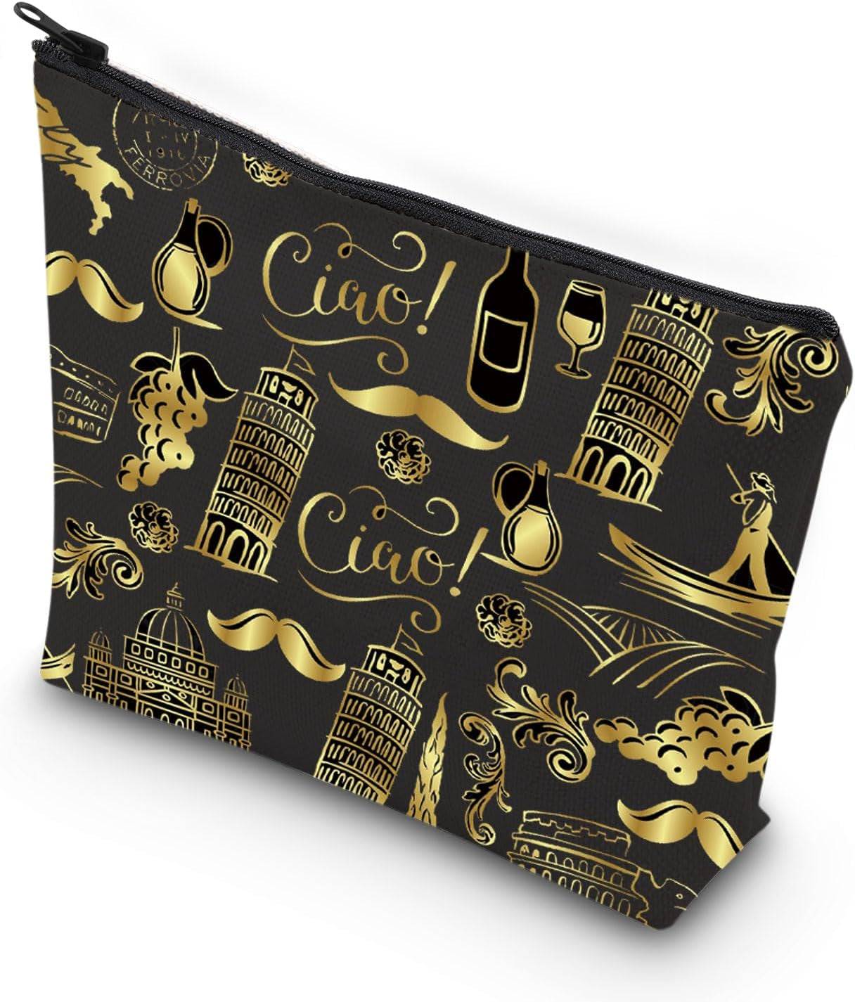 Italy Travel Gift Italy Merchandise Gift Traveller Zipper Pouch Makeup Bag (Italy Bag CA)