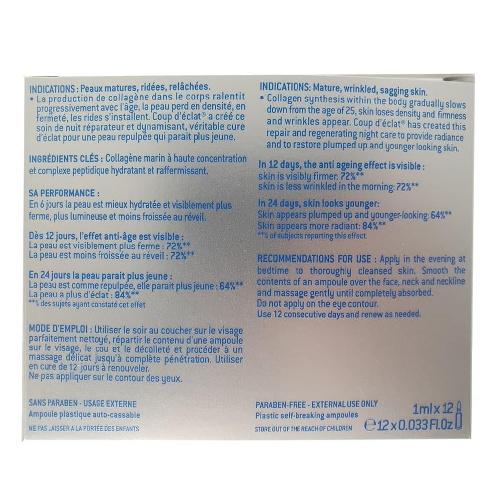COUP D’ECLAT Marine Collagen Ampoules- Overnight Skincare, Enhances Skin Appearance, for All Skin Types