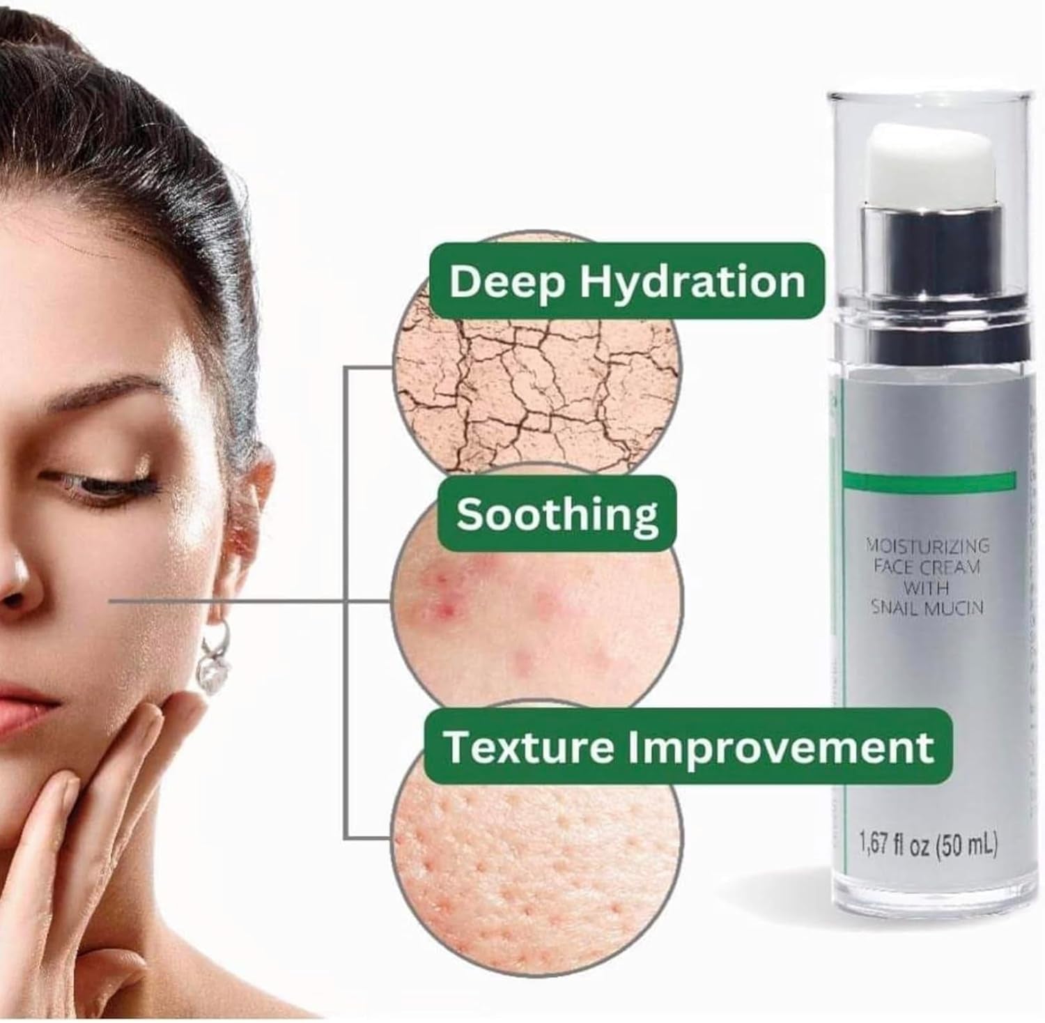 99.25% Korean Skin Care Snail Mucin Moisturizer Cream - Snail Mucin Essence Night Cream-Face Serum | K Beauty Collagen Cream for Glass Skin