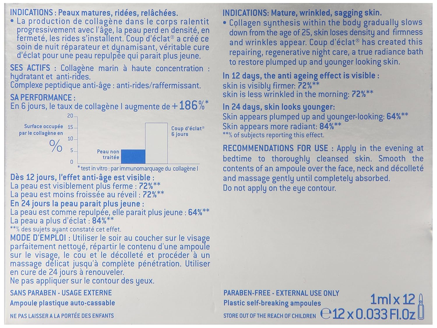 COUP D’ECLAT Marine Collagen Ampoules- Overnight Skincare, Enhances Skin Appearance, for All Skin Types